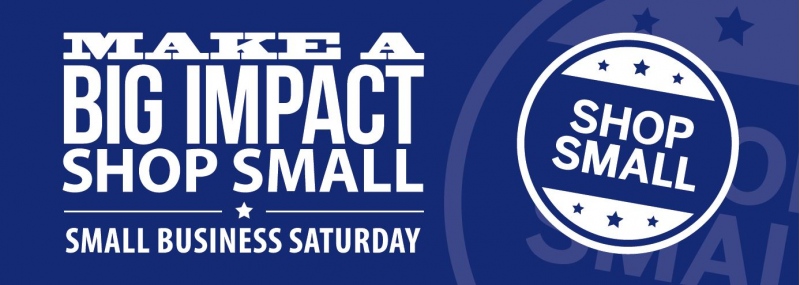 Poster about making a big impact by shopping small today.