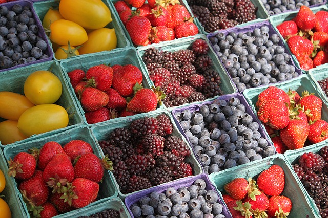 Fresh fruits from a farmers' market.