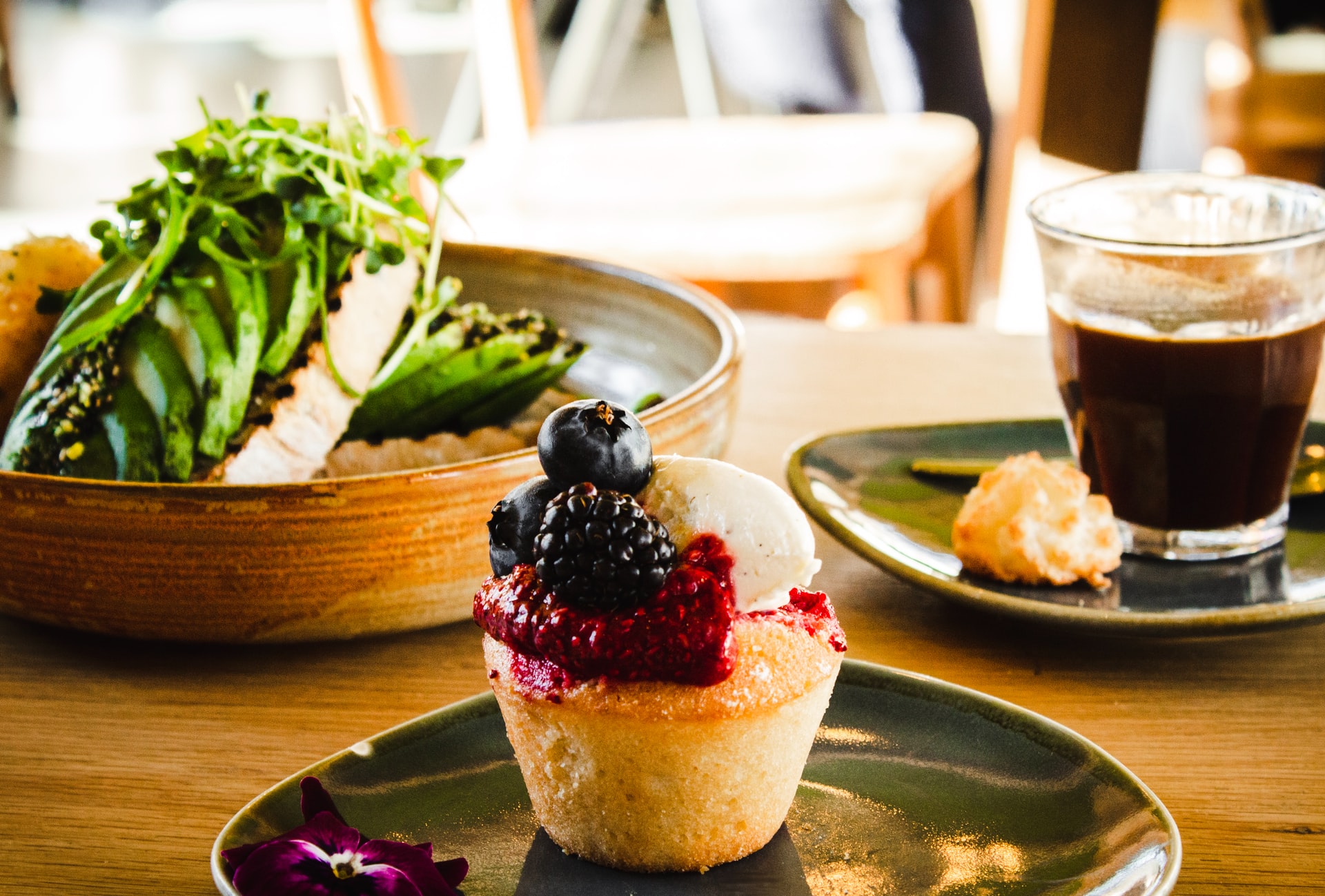A tasty dessert served with a side of coffee.