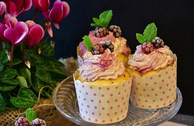 Deliciously frosted cupcakes.
