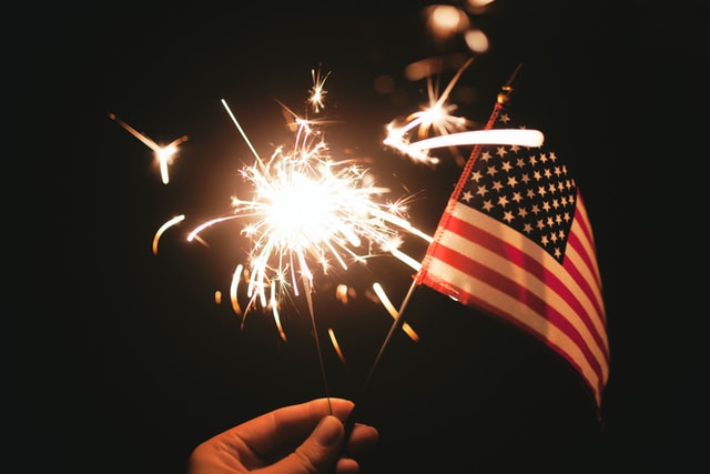 Miniature flag and a sparkle.